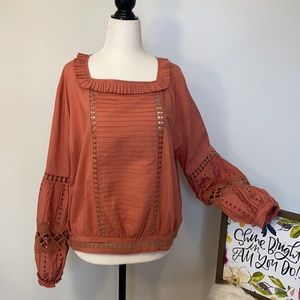 Ruffle Neck Lace Blouses Long Sleeve Blouse